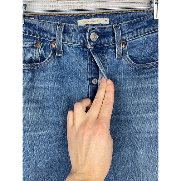 Levi’s Premium Wedgie Straight Jeans size 29 29x28 Stretch High Rise Button Fly - Picture 3 of 11